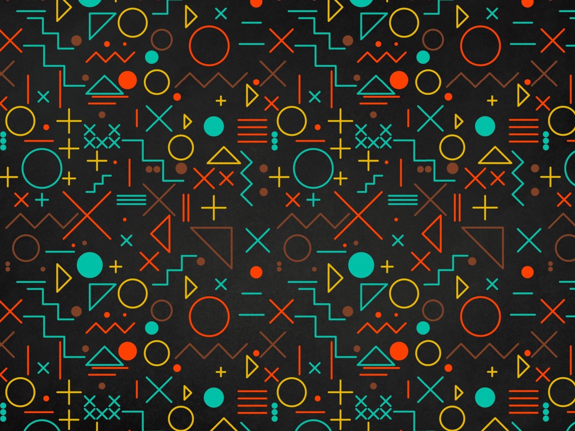 Разноцветные геометрические фигуры на черном фоне