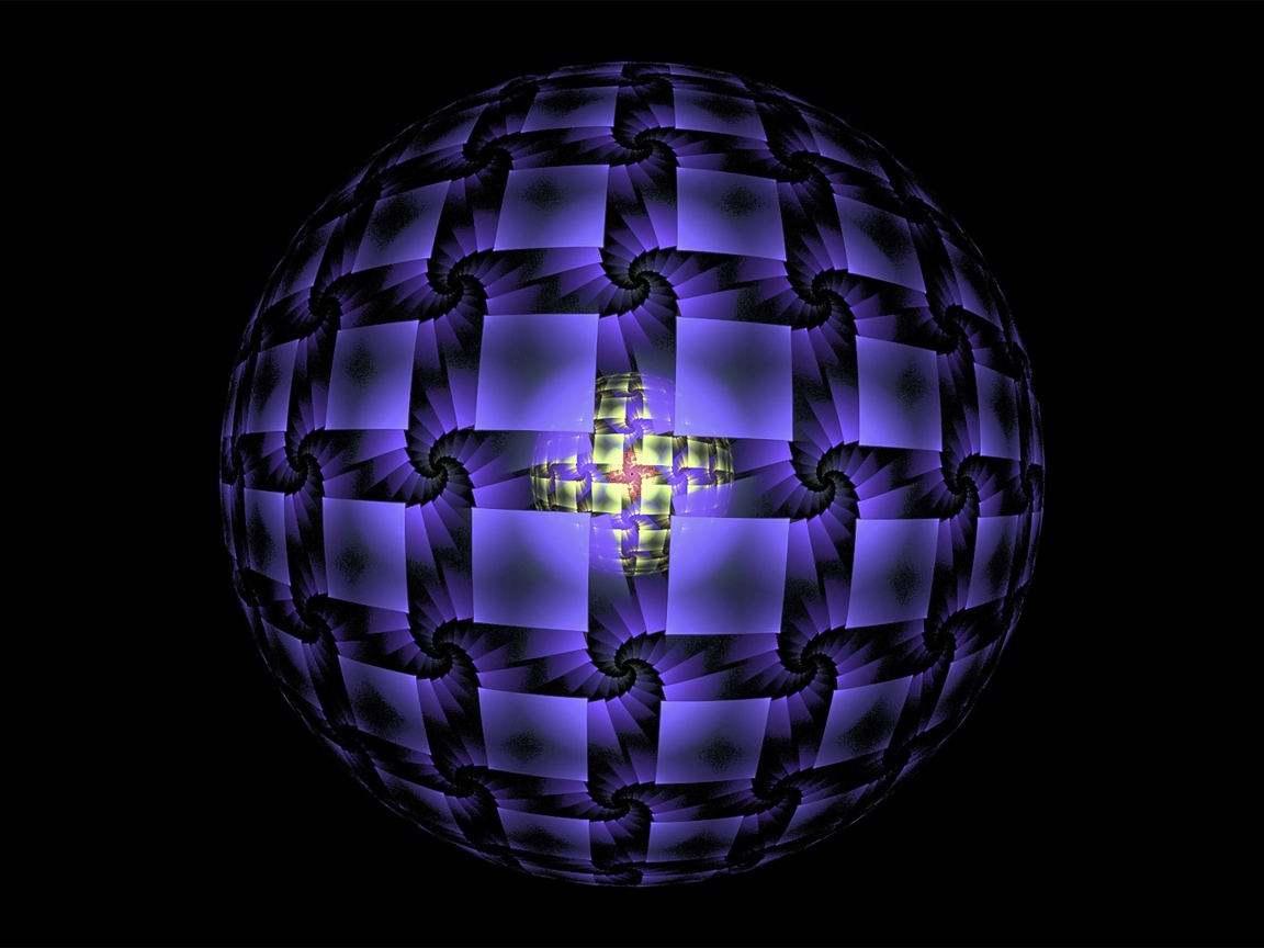 Фиолетовая сфера на черном фоне фрактал