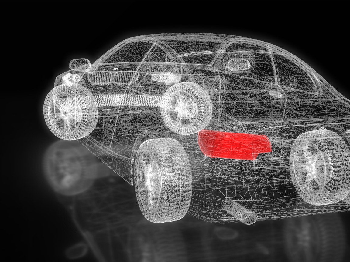 Трехмерная модель автомобиля на черном фоне