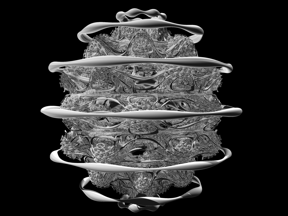 Белый фрактальный рисунок на черном фоне