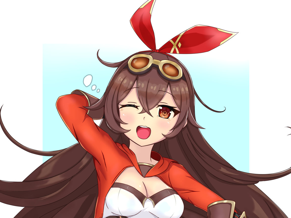 Девушка аниме с длинными коричневыми волосами