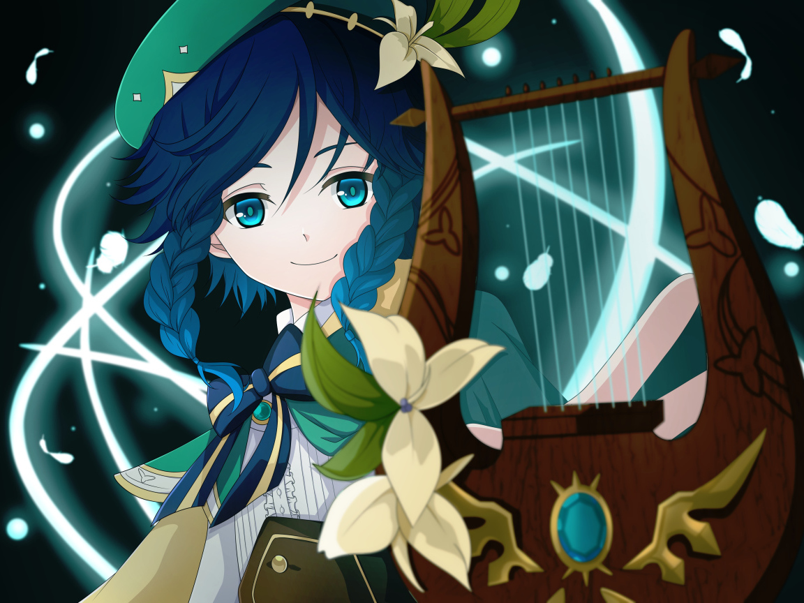 Красивая девушка аниме с косами