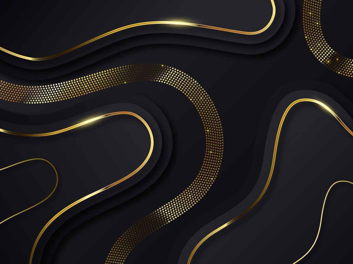 Черный фон с золотыми волнами 
