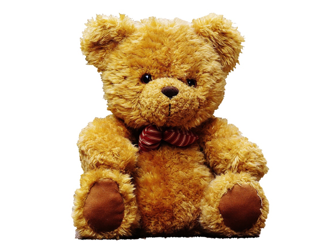 Большой плюшевый медведь на белом фоне