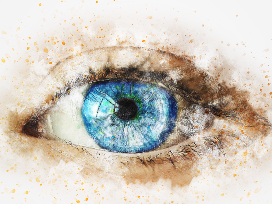Drawn blue eye on a white background