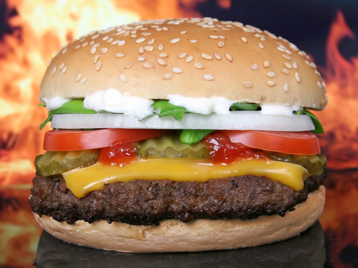 Big juicy burger with cheese