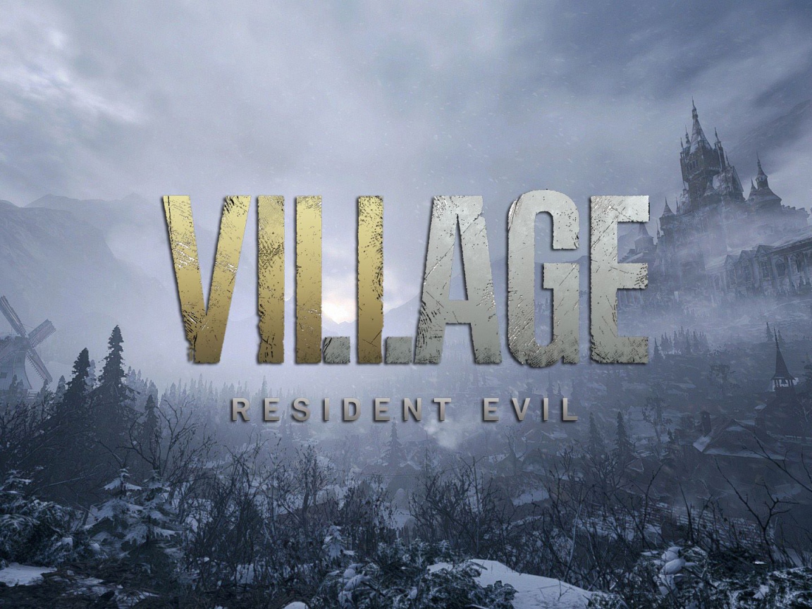 Постер новой игры в стиле хоррор  Resident Evil Village, 2021