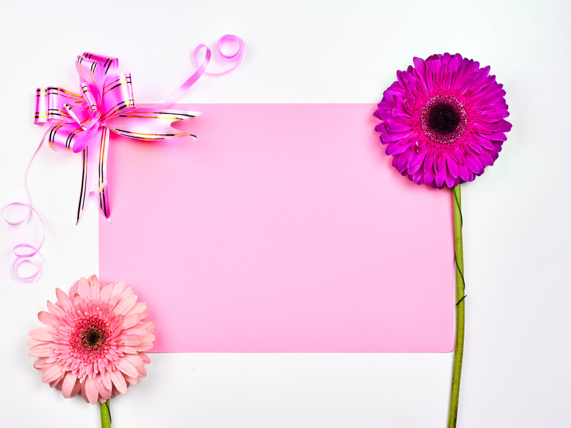 Фон для поздравительной открытки на 8 марта с герберами