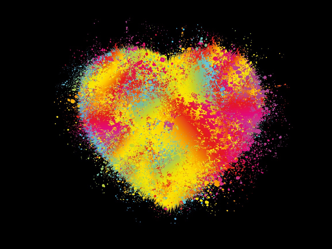 Красочное разноцветное сердце на черном фоне