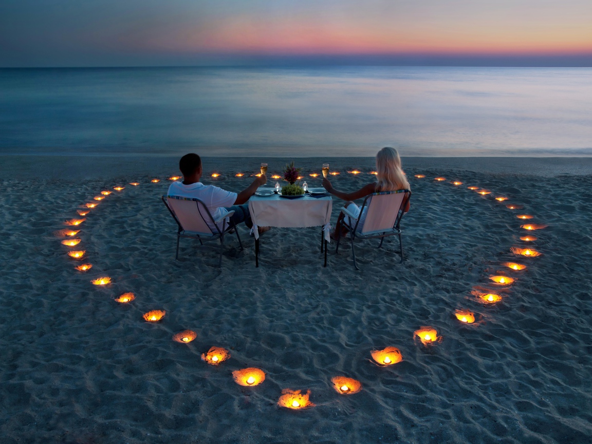 Romantic dinner by the sea