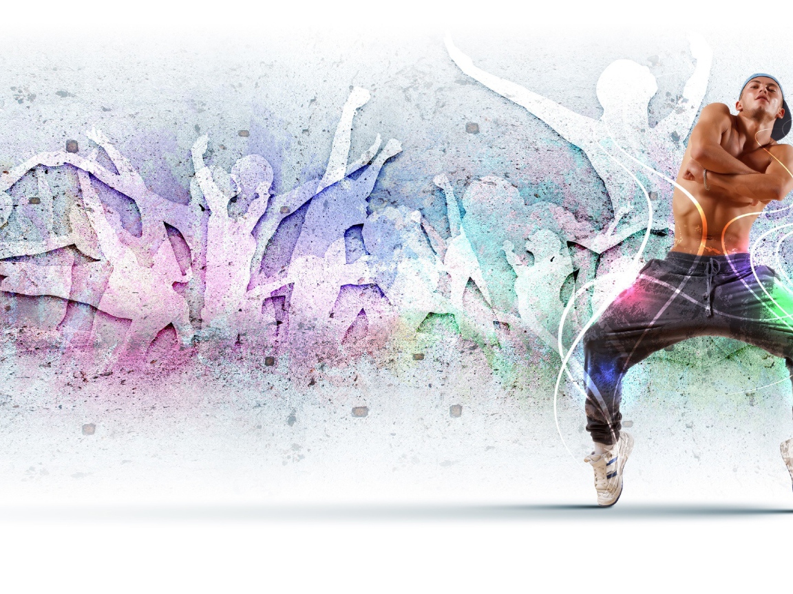 Парень танцор на фоне стены 