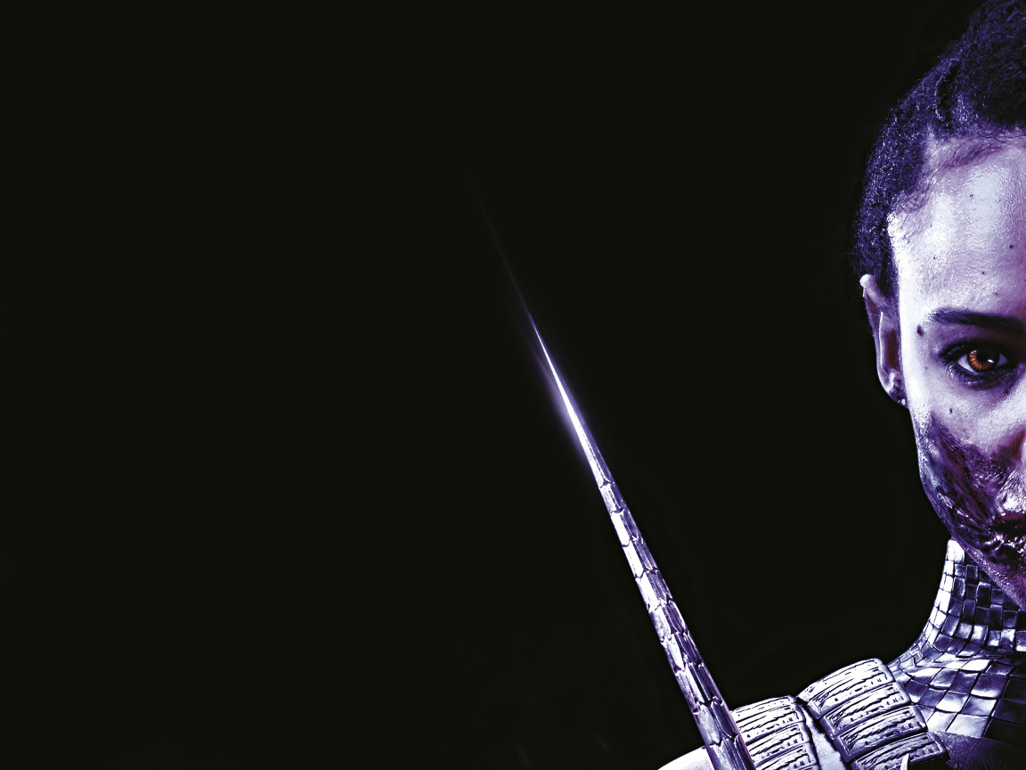 Милина персонаж фильма Мортал Комбат на черном фоне