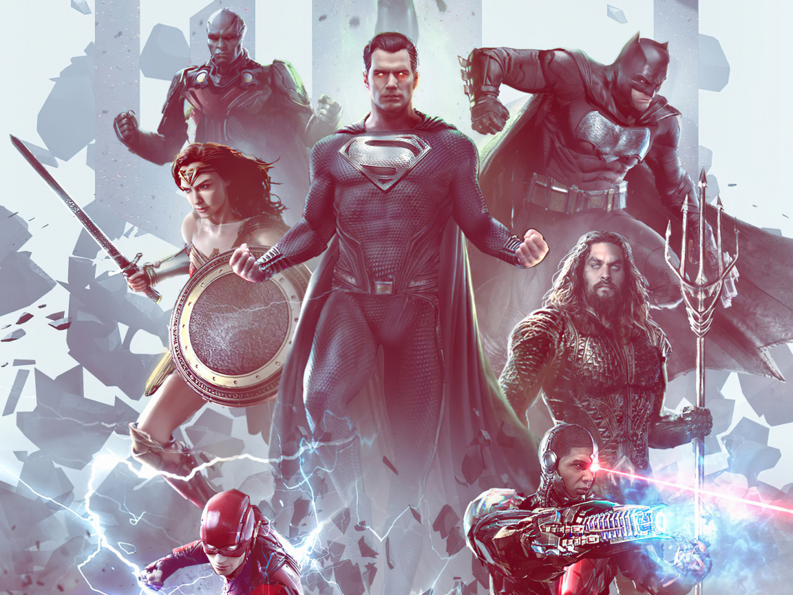 Постер с главными героями Лига справедливости Зака Снайдера, 2021