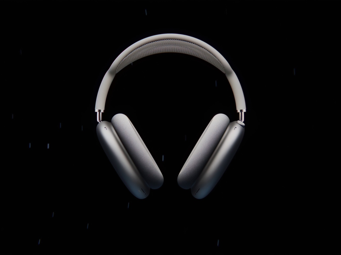 Gray AirPods Max headphones on black background