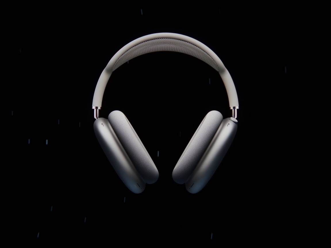 Серые наушники  AirPods Max на черном фоне