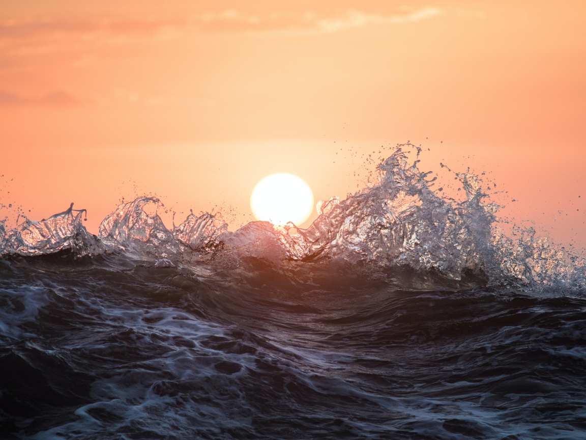Sea waves in the rays of the sun