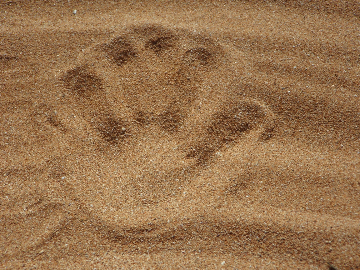 Отпечаток ладони на песке 