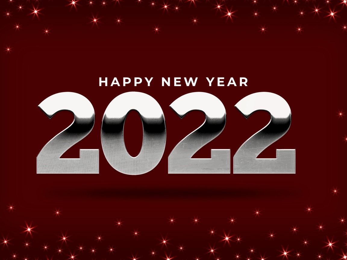 Серебряные цифры 2022 на красном фоне 