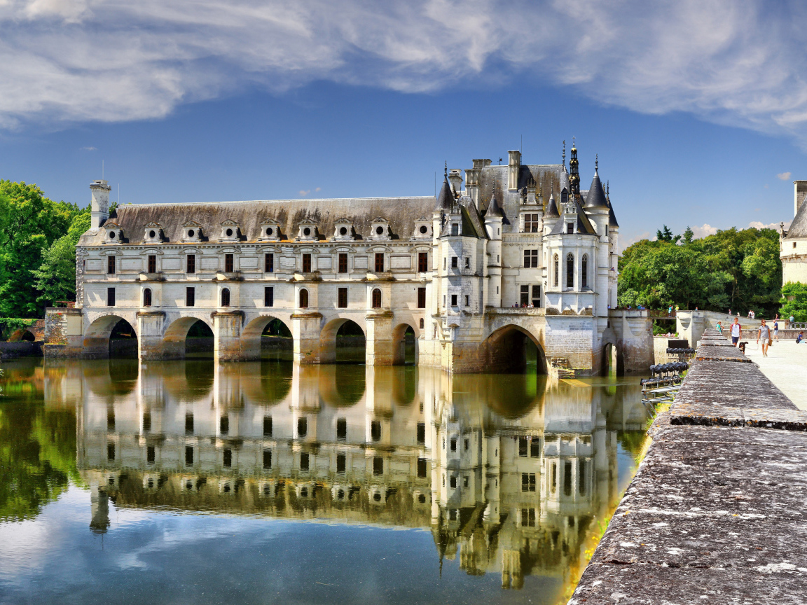 Красивый старинный замок Шенонсо, Франция