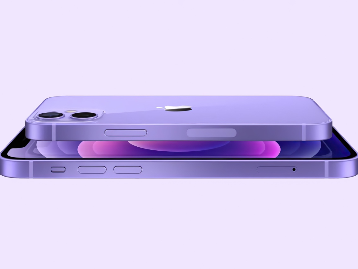 Purple iPhone 12 Mini on a white background