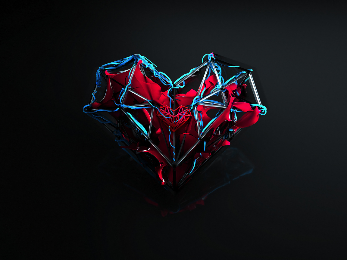 Абстрактное сердце на черном фоне