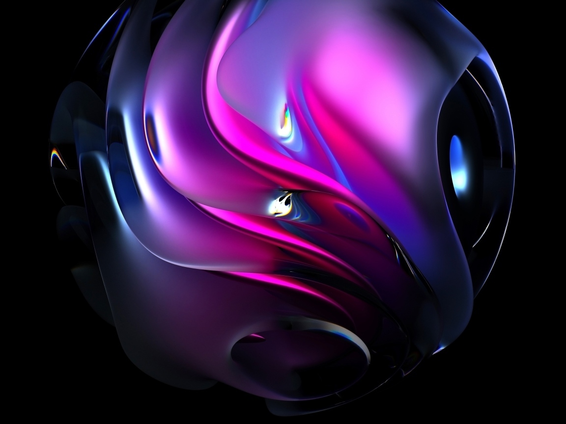 Абстрактный металлический шар на черном фоне