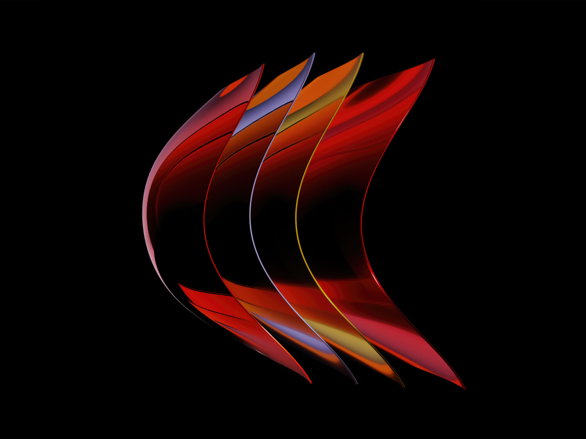 Абстрактные красные 3д формы на черном фоне