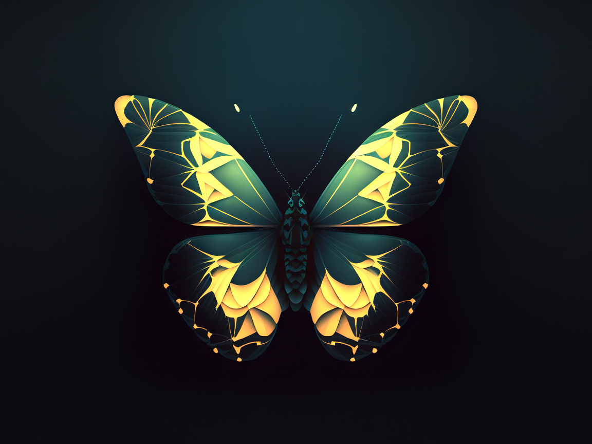 Красивая бабочка на черном фоне 3д графика