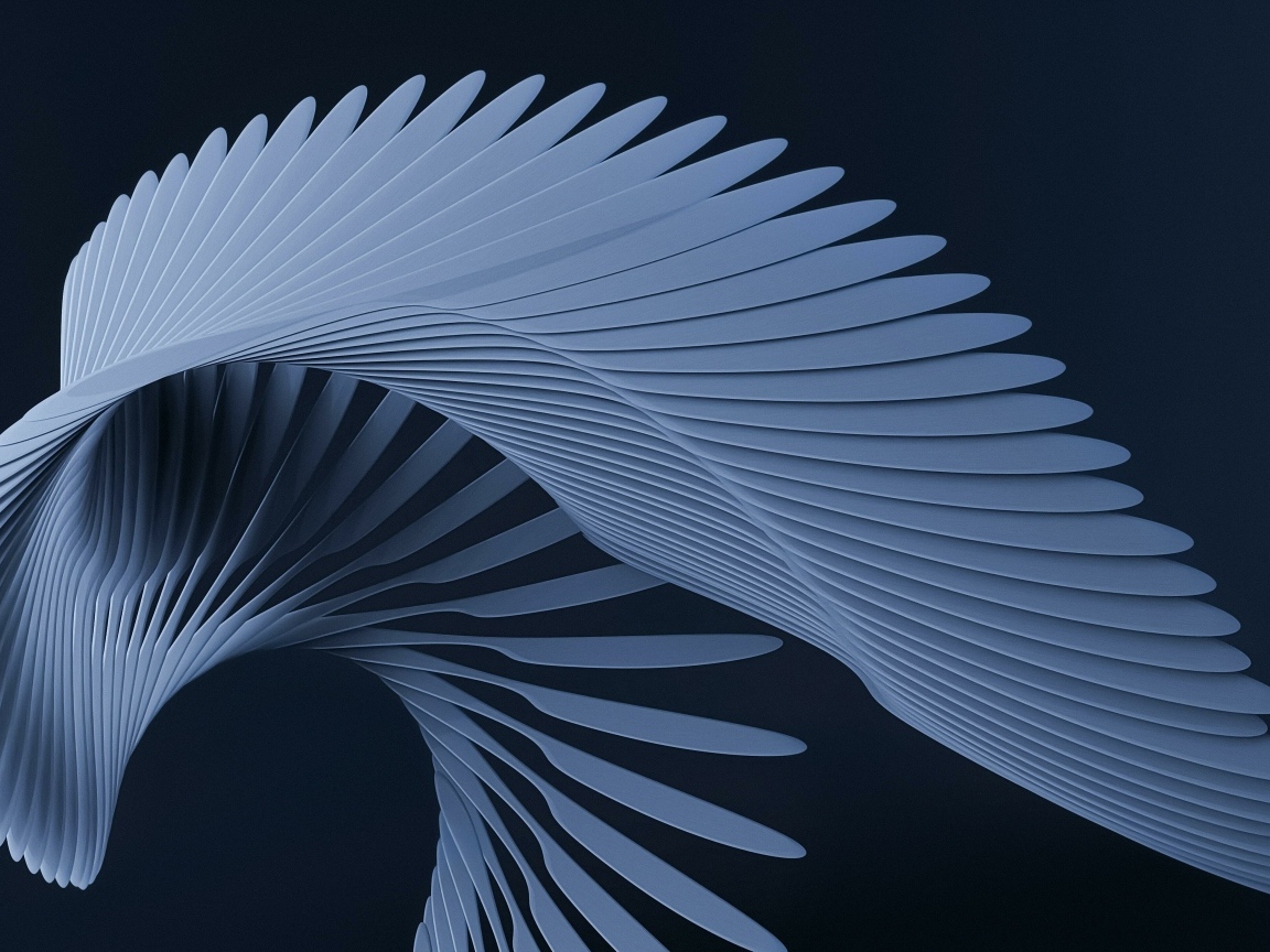 Голубой узор с перьями 3д графика