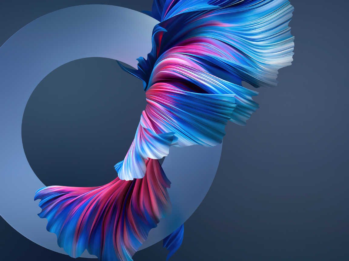 Круг и разноцветные волны на сером фоне