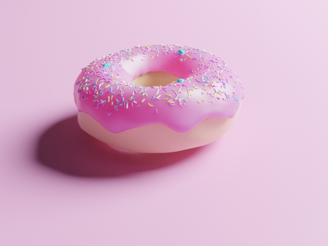 Пончик с глазурью на розовом фоне