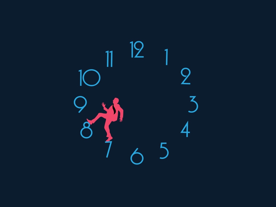 Человек бежит по циферблату часов