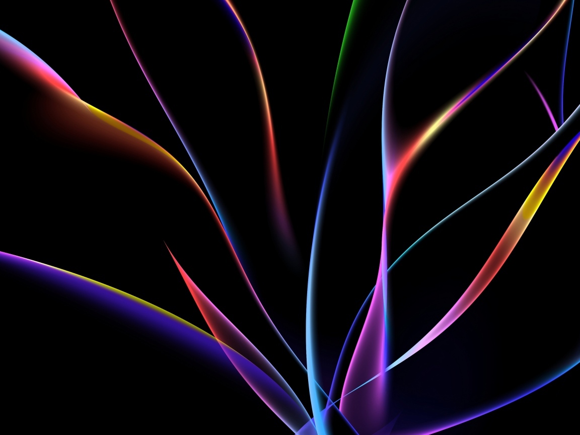 Разноцветные неоновые волны на черном фоне