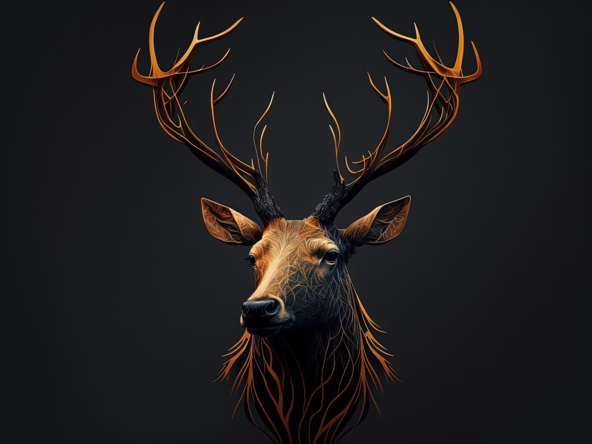 Нарисованная голова оленя на стене