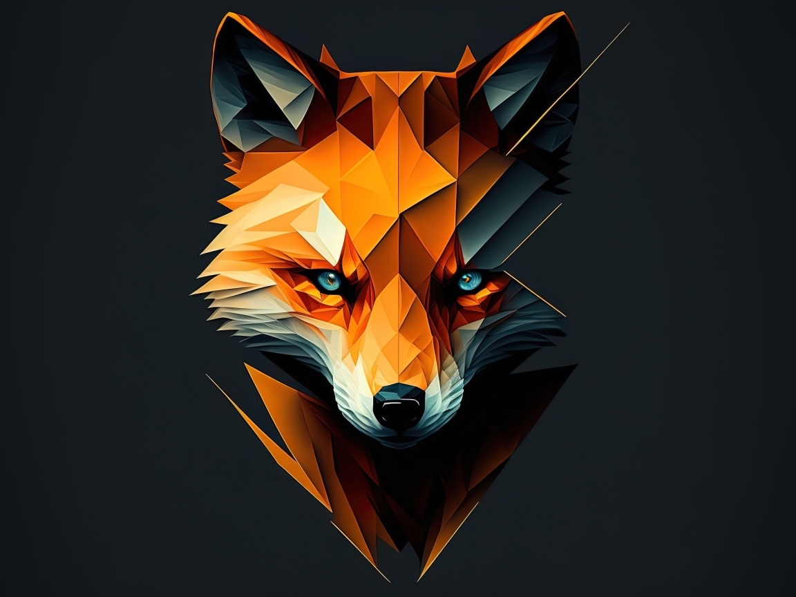 Нарисованная голова лисы на черном фоне