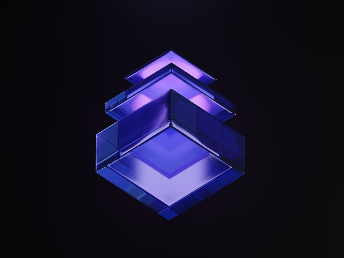 Фиолетовые 3д кубы на черном фоне