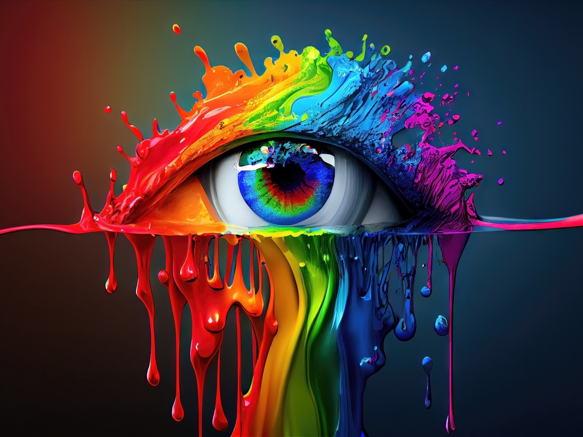 Глаз нарисован разноцветными красками