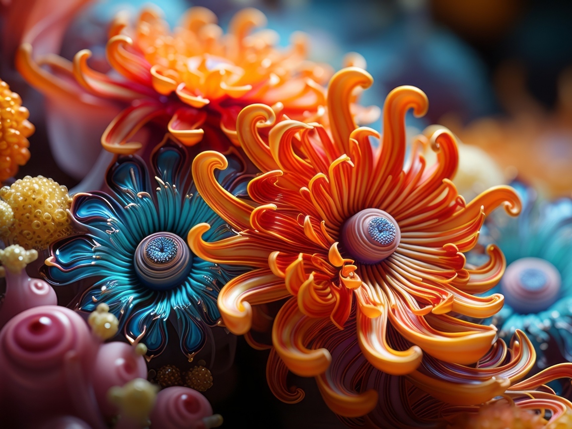 Необычные абстрактные лесные цветы