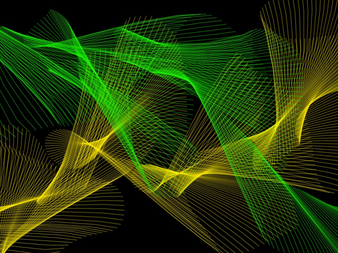 Желтая и зеленая абстрактная сетка на черном фоне