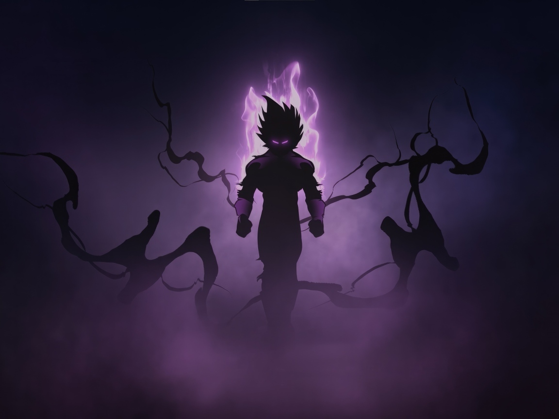 Персонаж аниме в неоновом свете