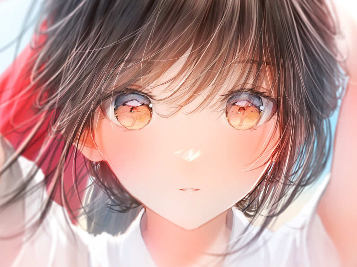 Большие карие глаза девушки аниме