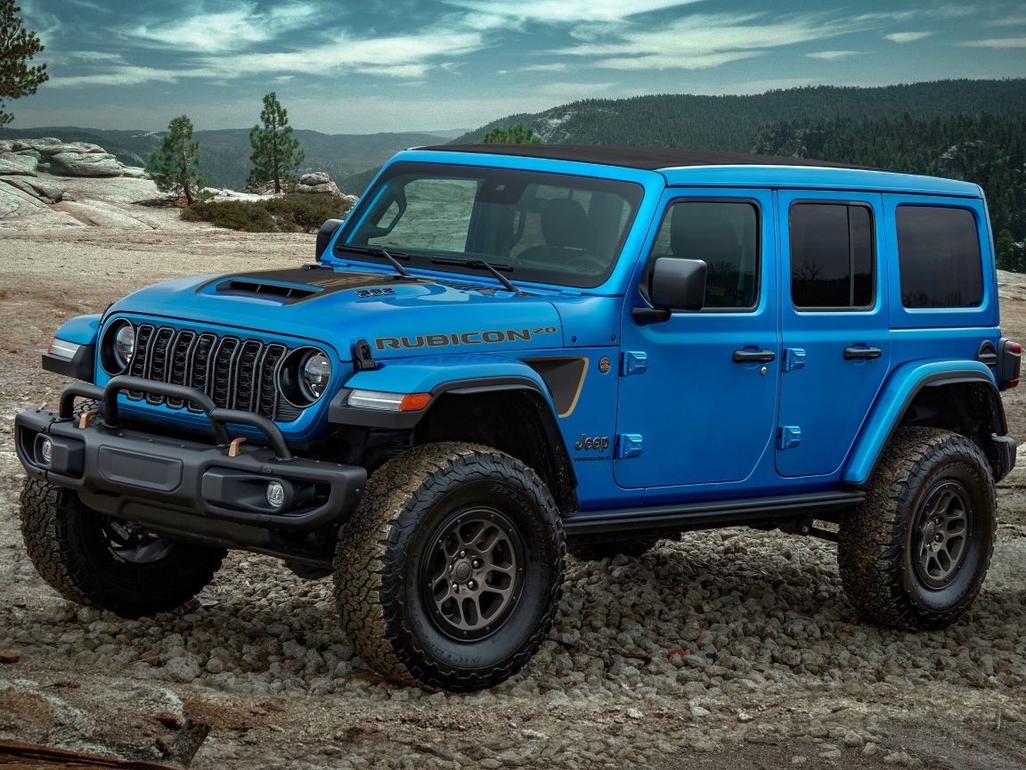 Синий Jeep Wrangler Unlimited Rubicon 2023 года