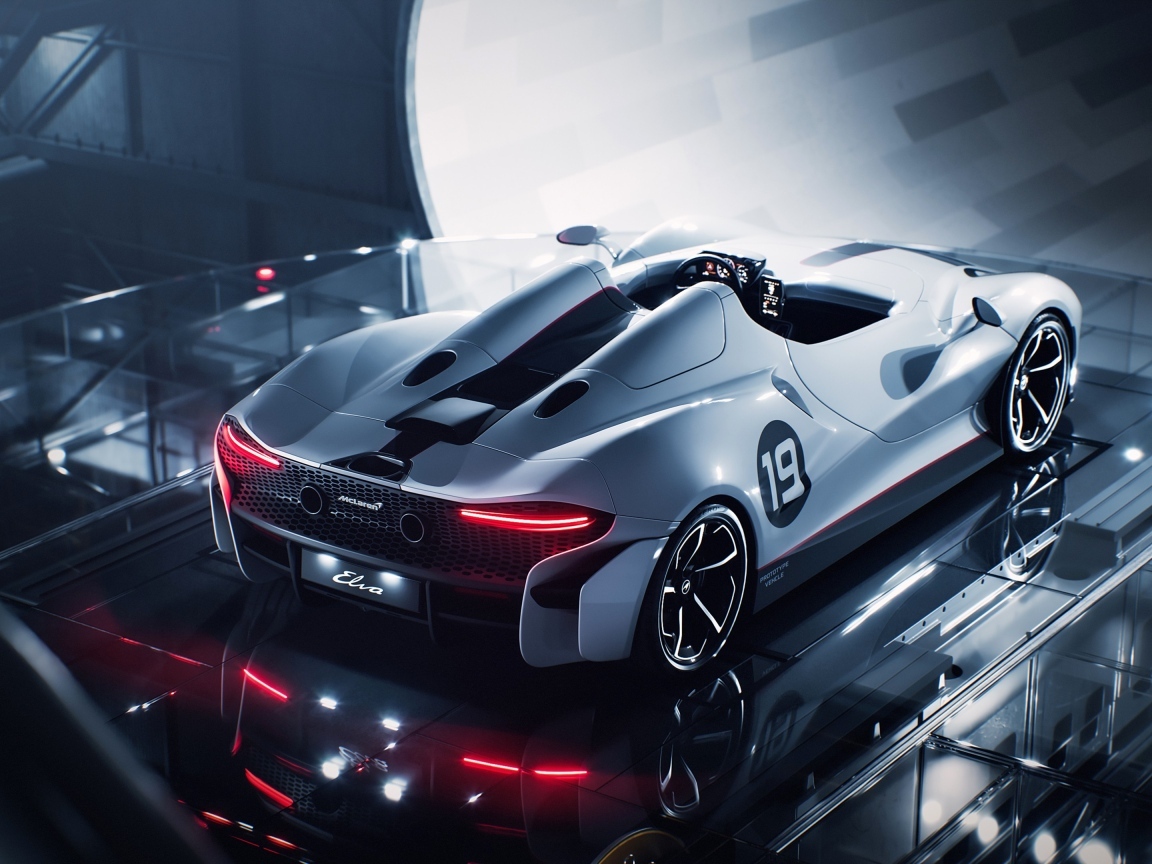 Вид сзади на автомобиль McLaren Elva