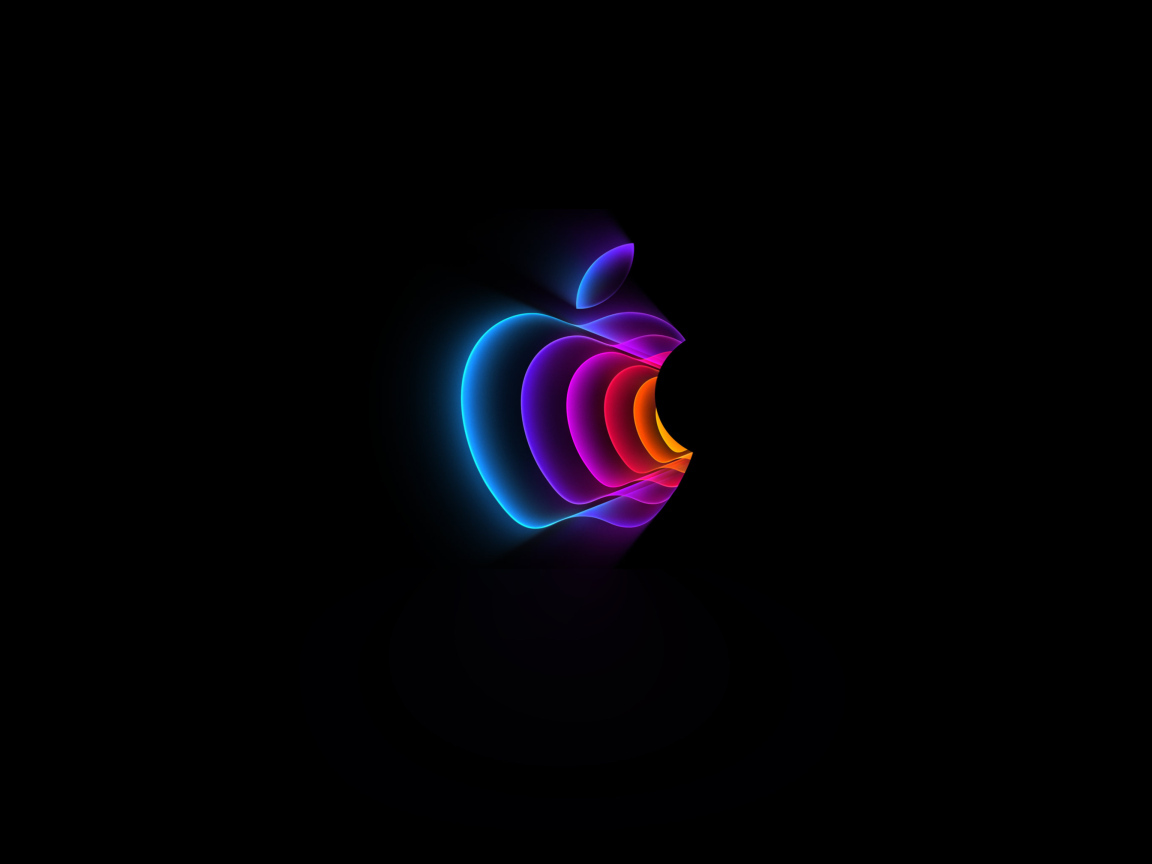 Разноцветный логотип Apple на черном фоне
