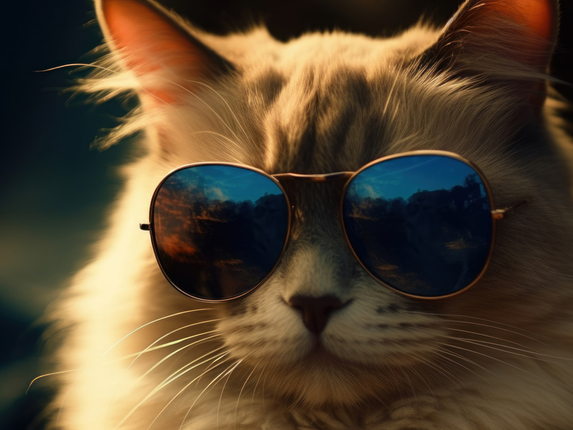 Кот в черных солнцезащитных очках