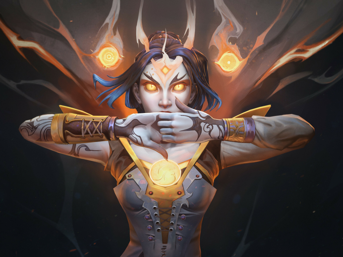 Фантастическая девушка демон на черном фоне