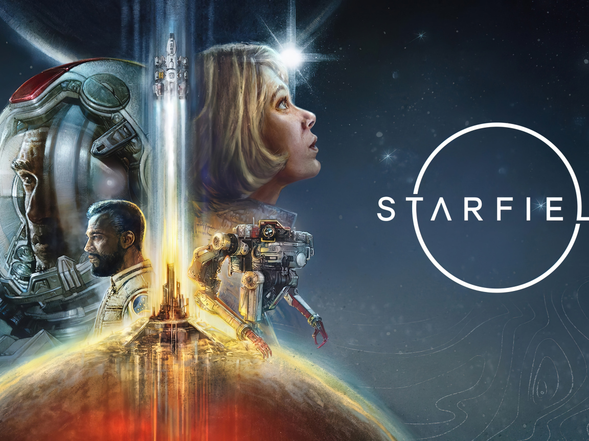Постер с героями новой компьютерной игры Starfield, 2023