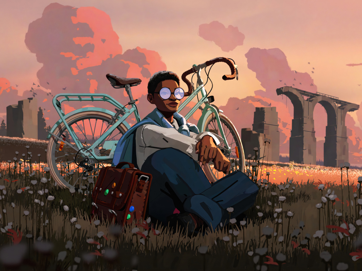 Персонаж игры Season: A Letter to the Future на природе