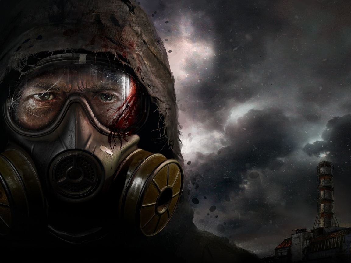 Мужчина в маске из компьютерной игры S.T.A.L.K.E.R. 2: Heart of Chornobyl