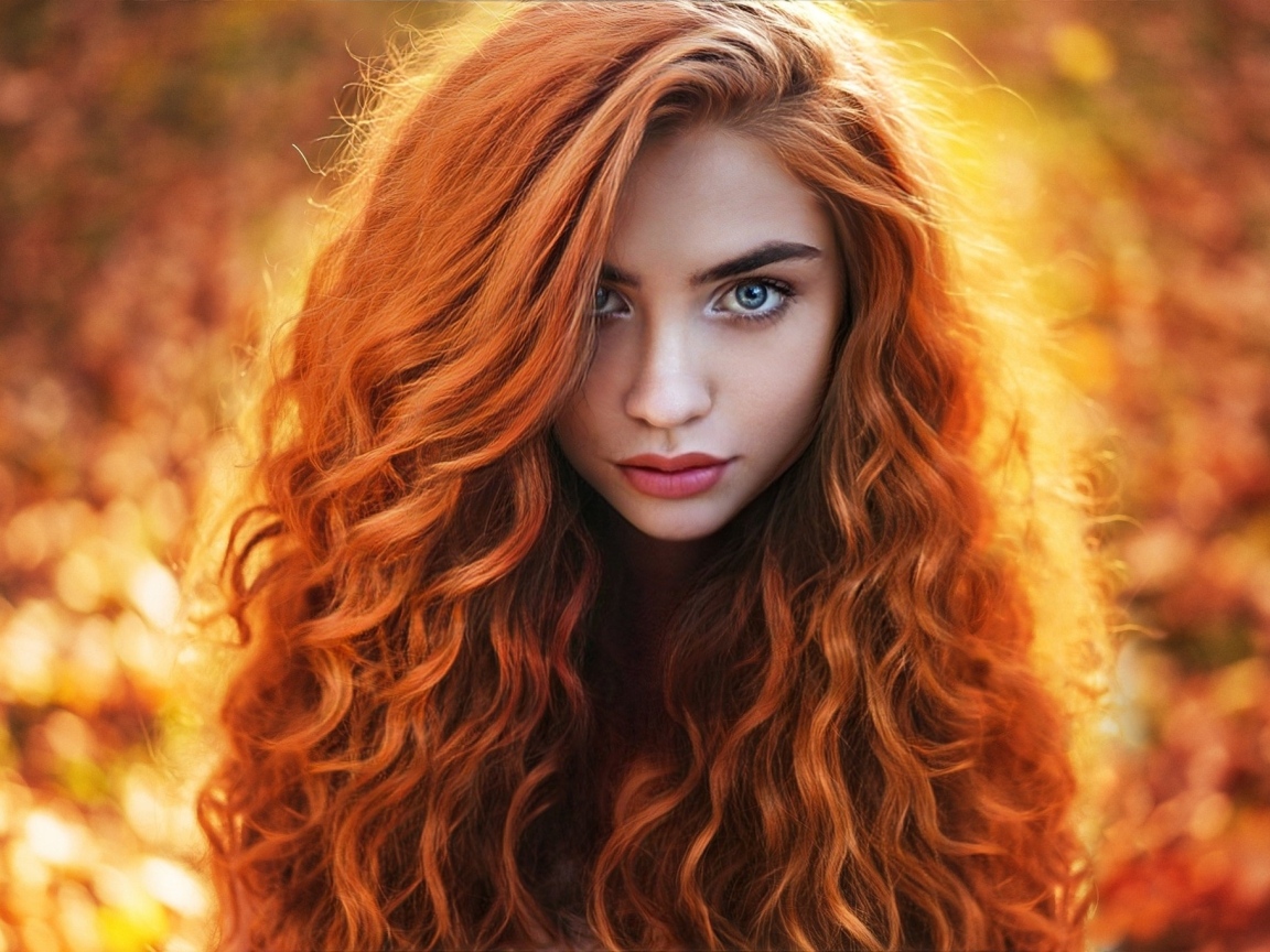 Ярка девушка с длинными рыжими волосами